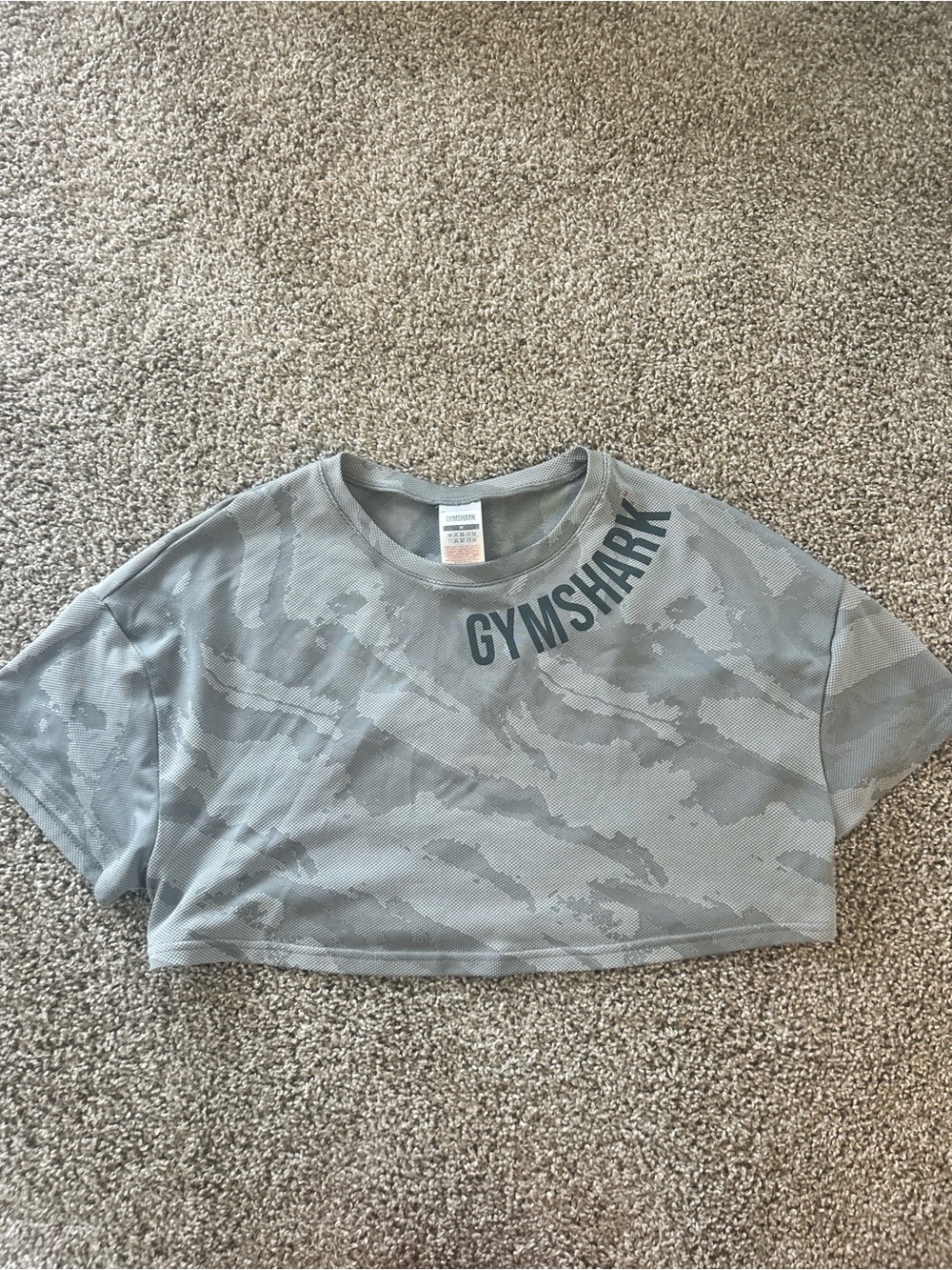 Gymshark Light Gray Camo Short Sleeve Training Top